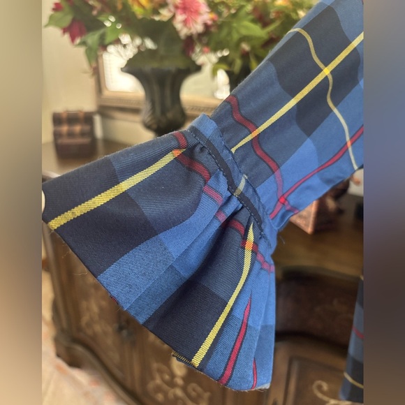 NWT Gretchen Scott Blue Yellow Black and Red Plaid Shirt -Size L - Picture 5 of 6